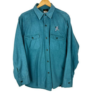 America's Pride Deerskin (L-XL) Blue Cotton Long Sleeve Button Up Duck Shirt